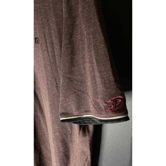 Travis Mathew Polo Shirt Mens L Maroon Anaheim Ducks Embroidered Golf - Picture 2 of 6